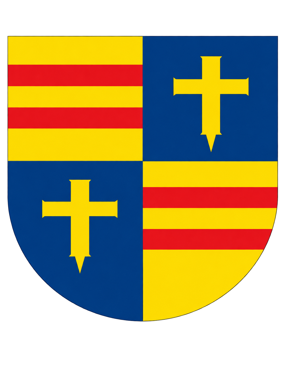 Heraldischer Schild in Blau Rot und Gold