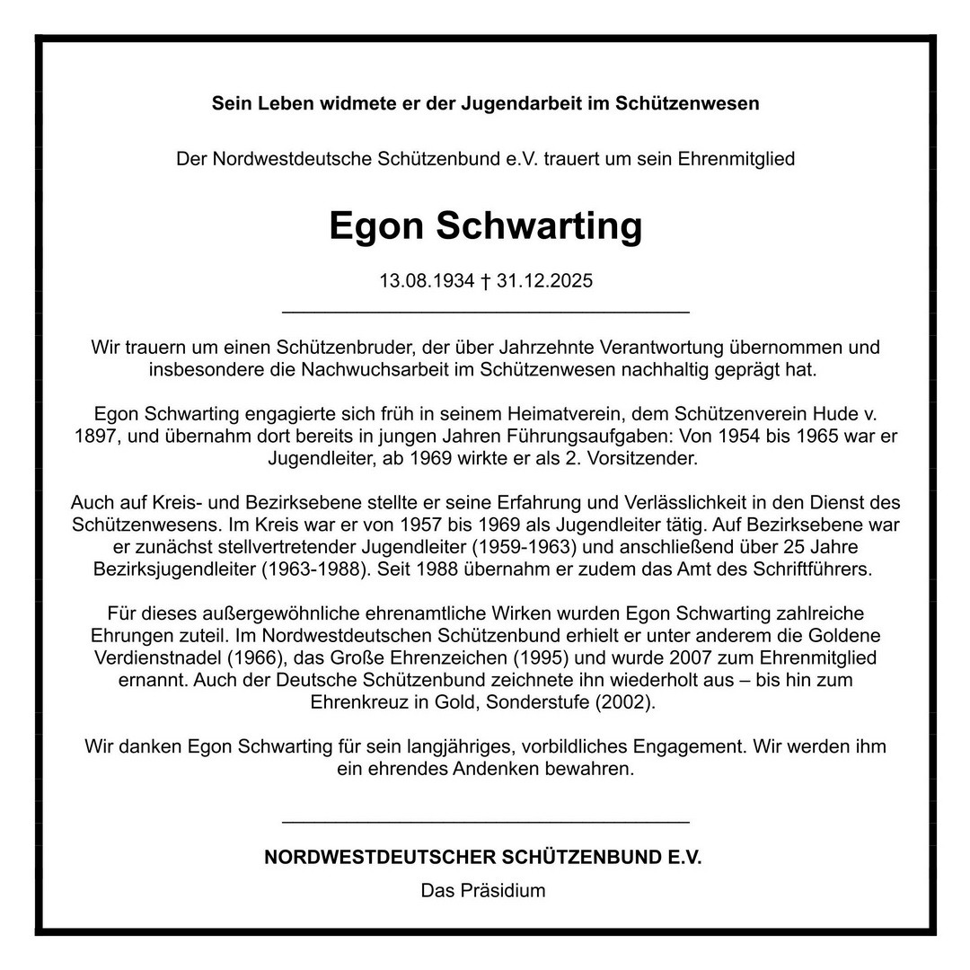Trauer um Egon Schwarting